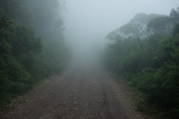   Vista da estrada subindo a  Serra Geral,  que liga as cidade de Praia Grande SC e Cambara do Sul, RG com forte neblina  Foto Joel Silva / Folhapress.